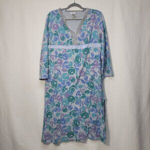 749. Delicates Long Sleeve Nightgown Floral Sz L